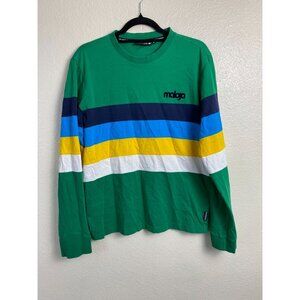 Maloja Long Sleeve Striped Shirt Size Medium Colorful rainbow Rugby Green Yellow